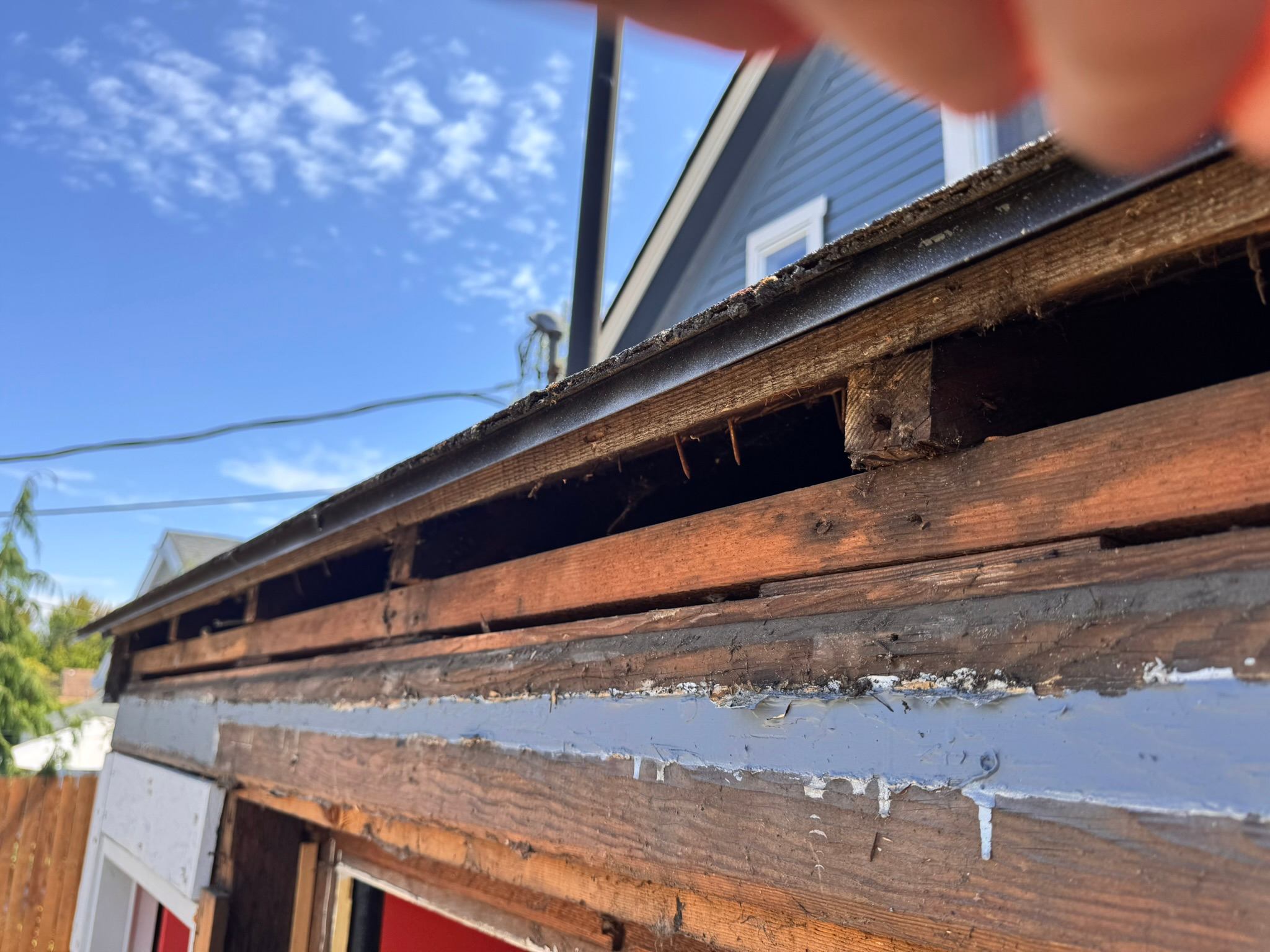 overhang roof and gutters